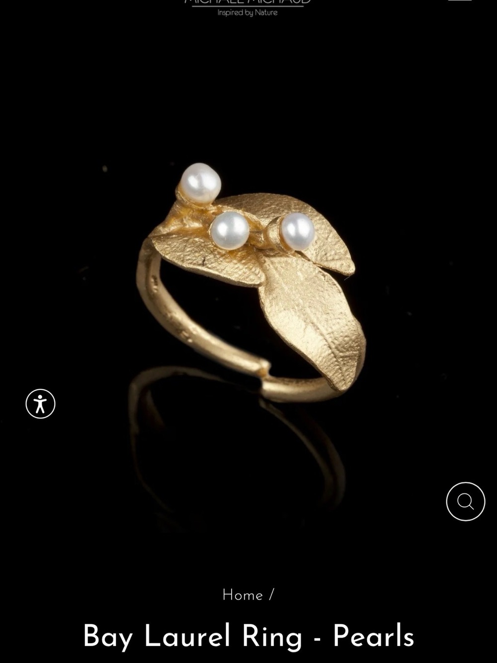 Gold Leaf Pearl Accent Ring - Women Jewelry
